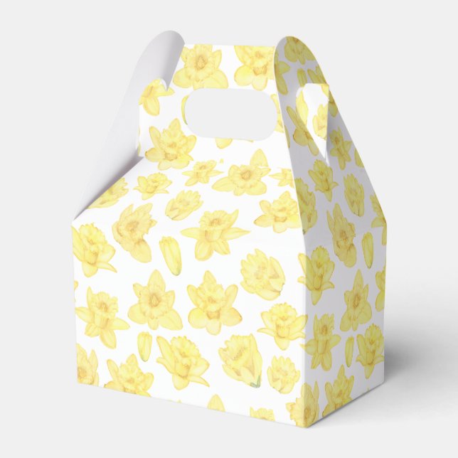 Watercolor Daffodil Ditzy Floral Favor Boxes (Front Side)
