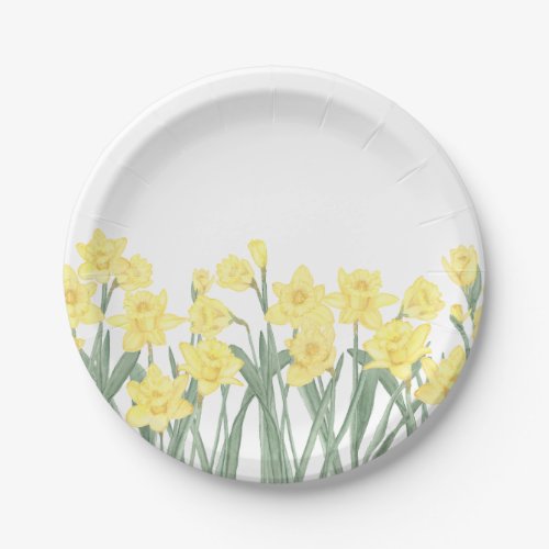 Watercolor Daffodil Ditzy Floral Paper Plates
