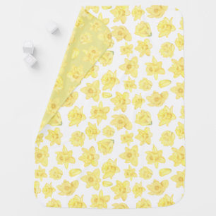 Watercolor Daffodil Ditzy Floral Patterned Baby Bl Baby Blanket