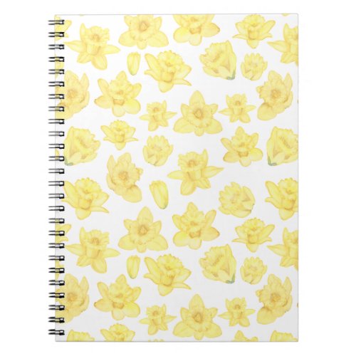Watercolor Daffodil Ditzy Floral Patterned Notebook