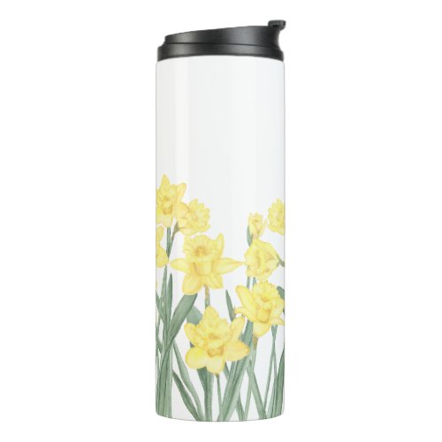 Watercolor Daffodil Ditzy Floral Patterned Thermal Tumbler