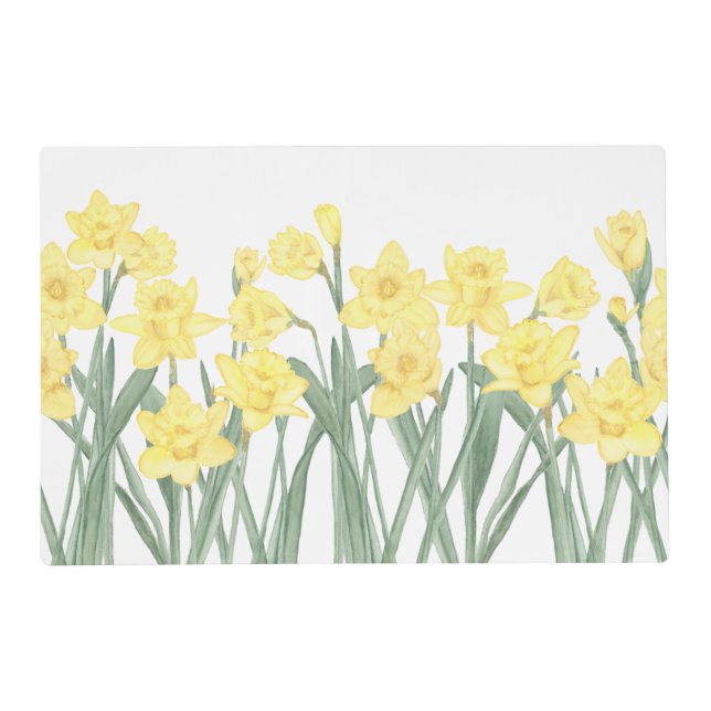 Watercolor Daffodil Ditzy Floral Reversible Placem Placemat (Front)