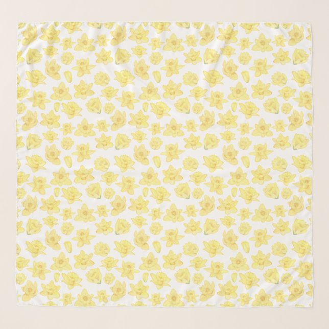 Watercolor Daffodil Ditzy Floral Scarf (Front)