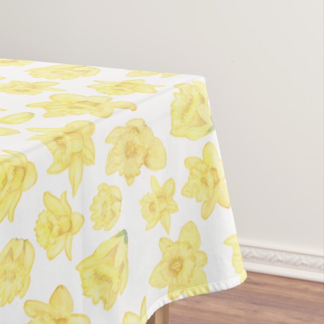 Watercolor Daffodil Ditzy Floral  Tablecloth (In Situ)