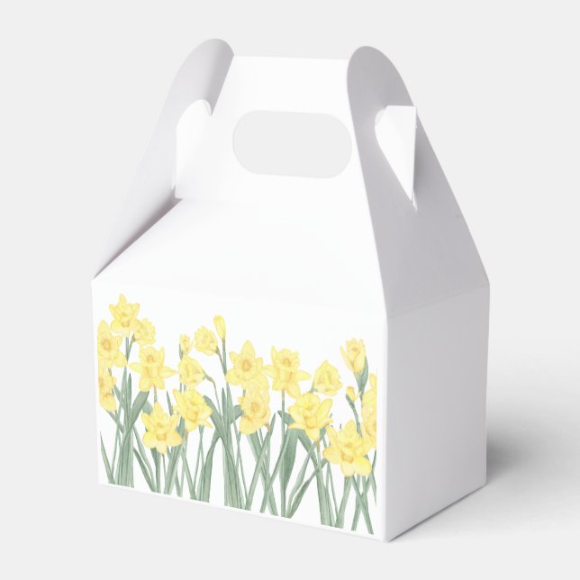 Watercolor Daffodil Floral Favor Boxes (Back Side)