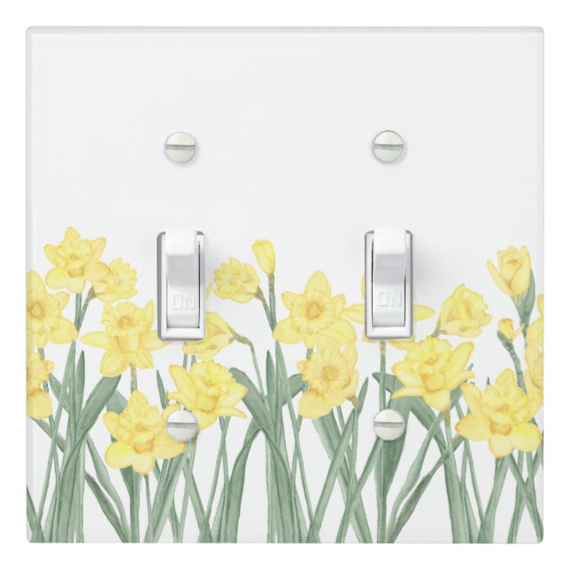 Watercolor Daffodil Floral Light Switch Cover (In Situ)