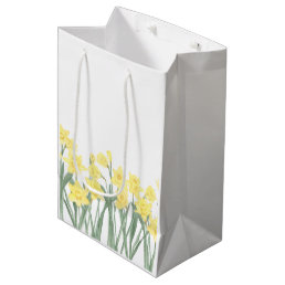 Watercolor Daffodil Floral Medium Gift Bag