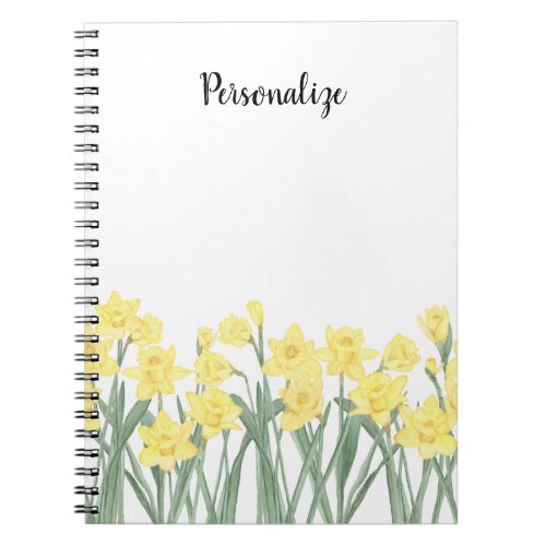 Watercolor Daffodil Floral Notebook