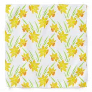 Watercolor Daffodil Pattern Bandana