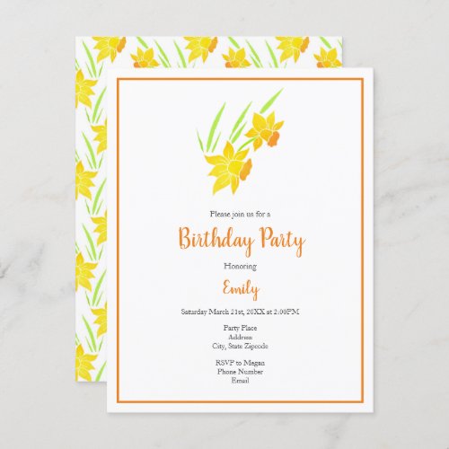 Watercolor Daffodil Pattern Invitation