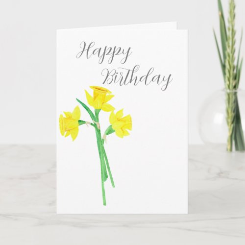 Watercolor Daffodils Birthday Card