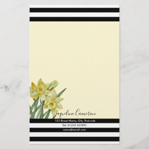 Watercolor Daffodils Botanical Illustration Stationery
