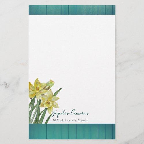 Watercolor Daffodils Botanical Illustration Stationery