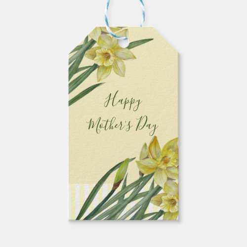 Watercolor Daffodils Flower Portrait Illustration Gift Tags