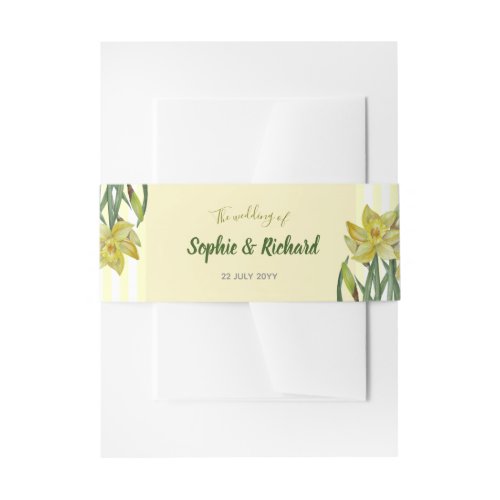 Watercolor Daffodils Flower Portrait Illustration Invitation Belly Band