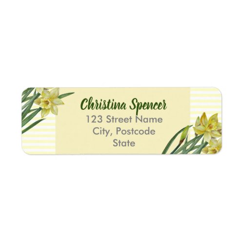 Watercolor Daffodils Flower Portrait Illustration Label