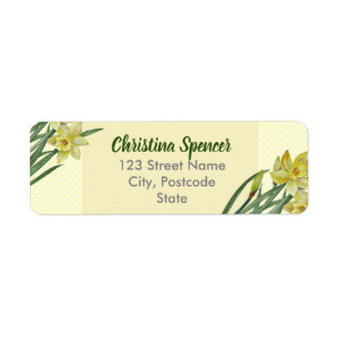 Watercolor Daffodils Flower Portrait Illustration Label
