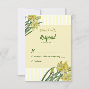 Watercolor Daffodils Flower Portrait Illustration RSVP Card