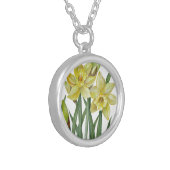 Watercolor Daffodils Flower Portrait Illustration Silver Plated ...