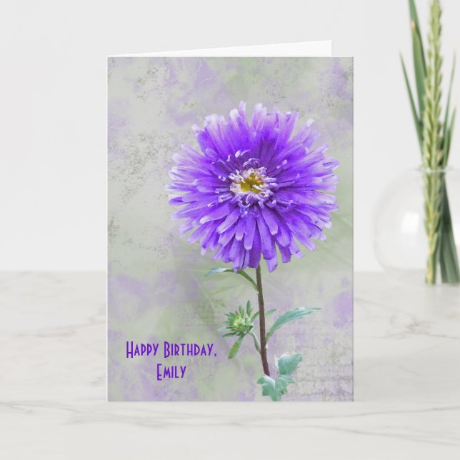 Watercolor Dahlia Birthday Card (Front)