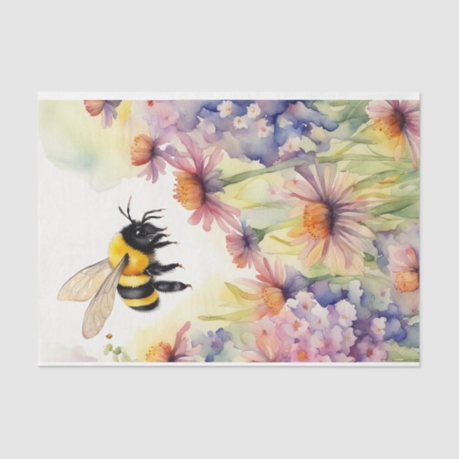 Watercolor Dairy Cow with Flowers Decoupage  Tissue Paper (Front)