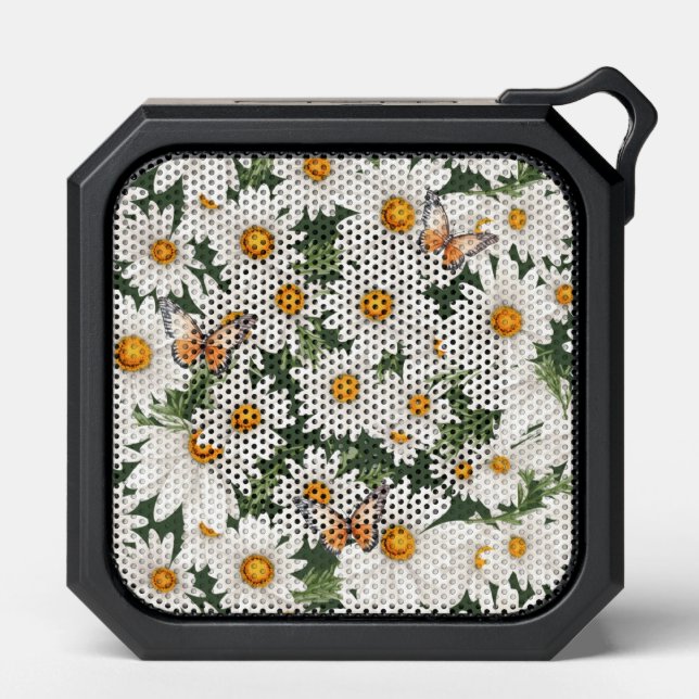 Watercolor Daisies and Butterflies Bluetooth Speaker (Front)