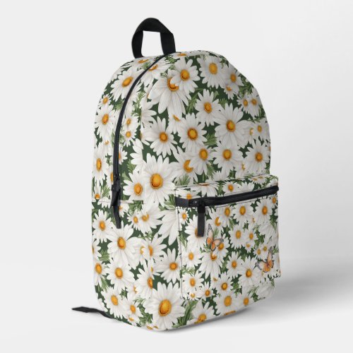Watercolor Daisies and Butterflies Printed Backpack
