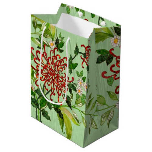 Watercolor Daisies and Butterflies v2 Medium Gift Bag