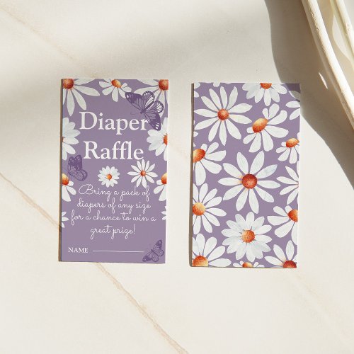 Watercolor Daisies and Butterfly Diaper Raffle  Enclosure Card