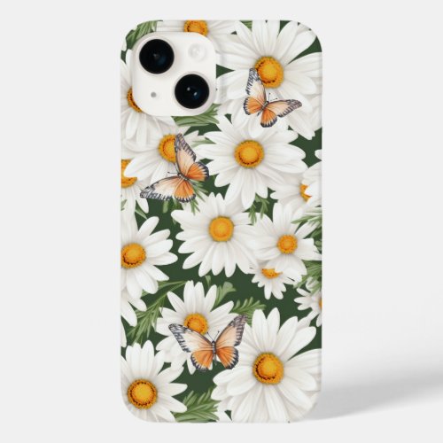 Watercolor Daisies and Monarch Butterflies Case_Mate iPhone 14 Case