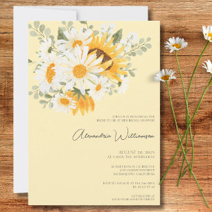 Watercolor Daisies and Sunflowers Bridal Shower Invitation