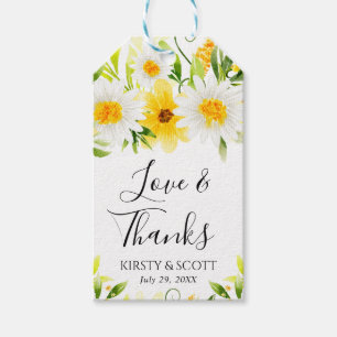 Watercolor Daisies and Yellow Flowers Wedding Gift Tags