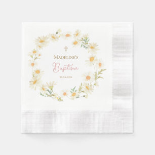 watercolor daisies Baptism Napkins