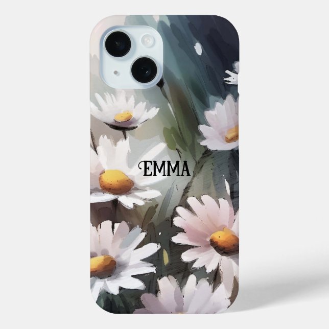 Watercolor Daisies Custom Name Case-Mate iPhone Case (Back)