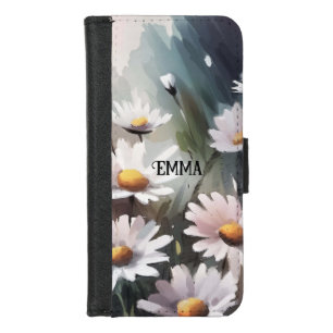 Watercolor Daisies Custom Name iPhone 8/7 Wallet Case