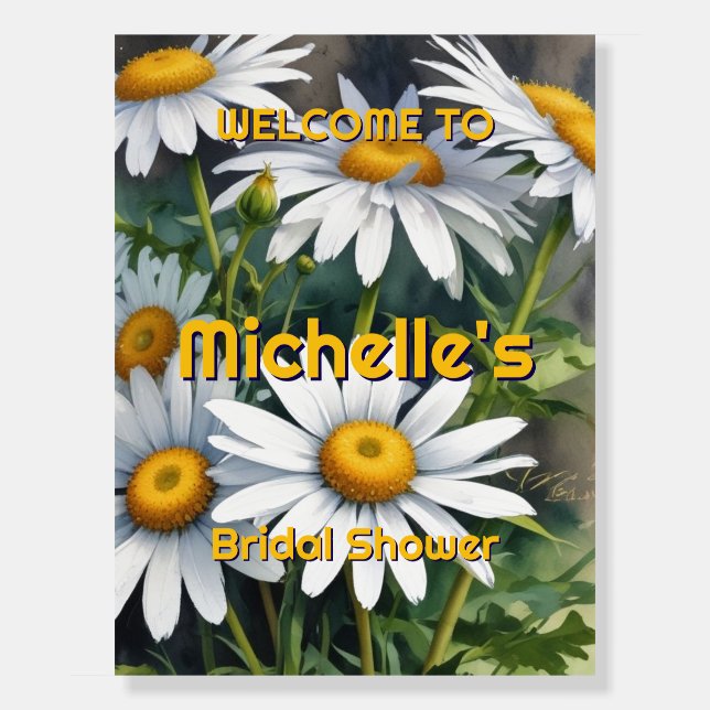 Watercolor Daisies Cute Bridal Shower  Foam Board (Front)