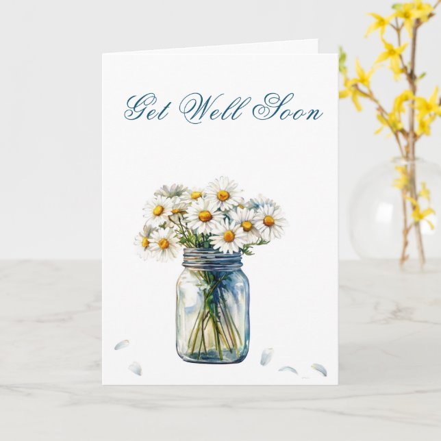 Watercolor Daisies Get Well Soon Card with Poem (Yellow Flower)