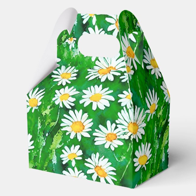 Watercolor Daisies in a Green Field Favor Boxes (Front)