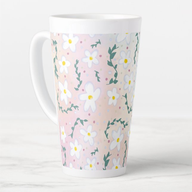 Watercolor Daisies  Latte Mug (Left Angle)