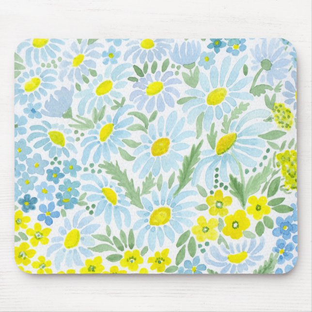 Watercolor daisies mouse pad (Front)
