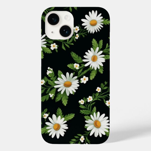 Watercolor Daisies On Black Case-Mate iPhone Case (Back)