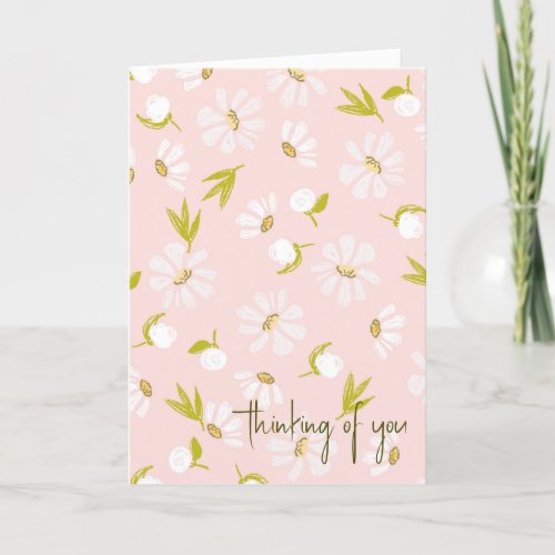 Watercolor Daisies On Pink Card