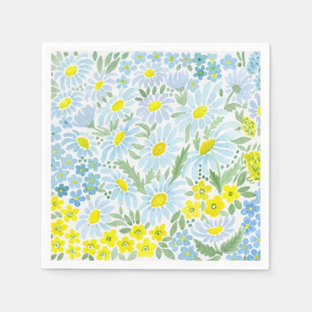 Watercolor daisies paper napkins (Front)
