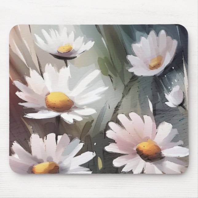 Watercolor Daisies Pattern Mouse Pad (Front)