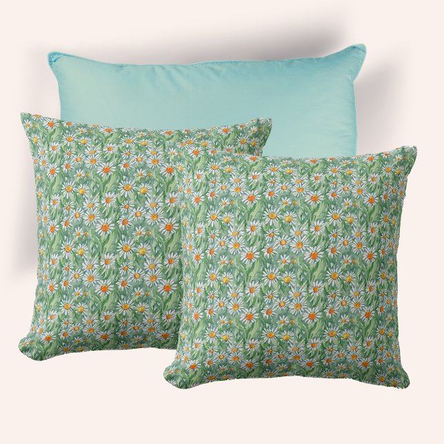 Watercolor Daisies Pattern Throw Pillow (Creator Uploaded)