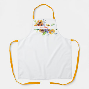 Watercolor daisies personalized apron