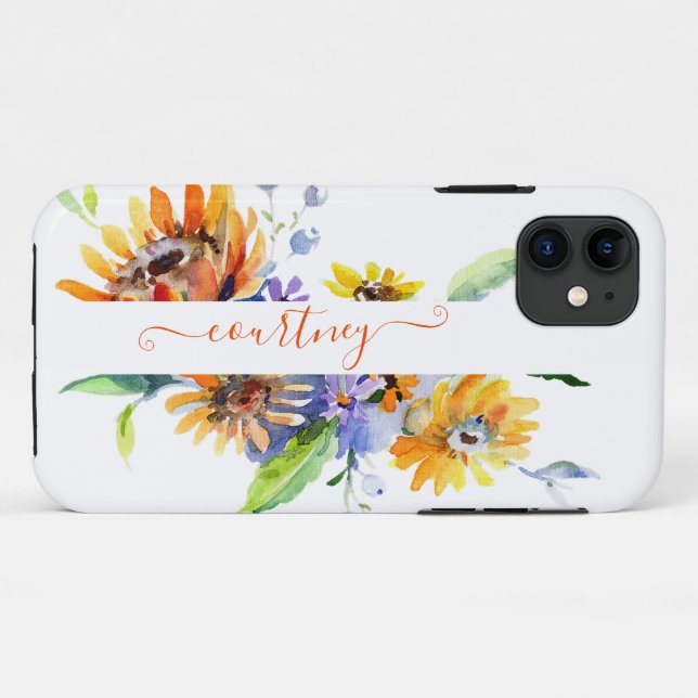 Watercolor daisies personalized   Case-Mate iPhone case (Back (Horizontal))