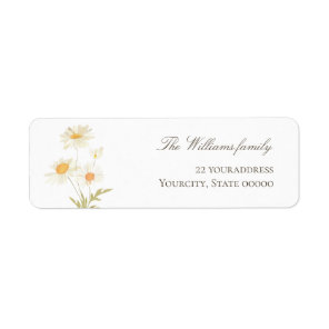 watercolor daisies Return Address Label