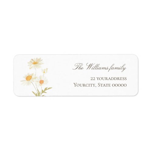 watercolor daisies Return Address Label