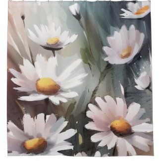 Watercolor Daisies Shower Curtain